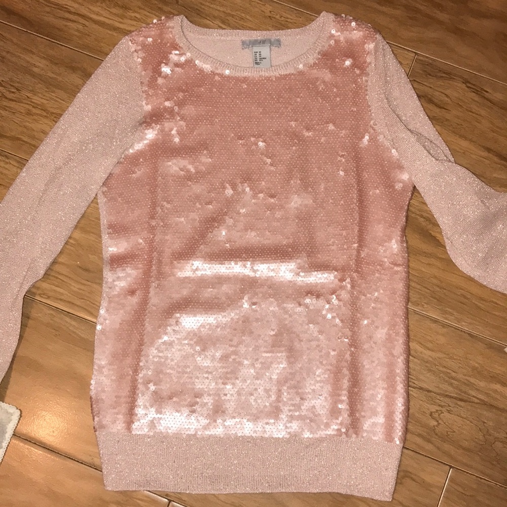 H&M pink sequin top